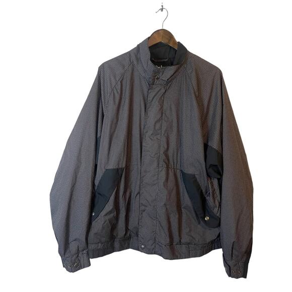 Footjoy Dryjoys Black and Grey Houndstooth Windbreaker Jacket Men's Size Large - Picture 1 of 10